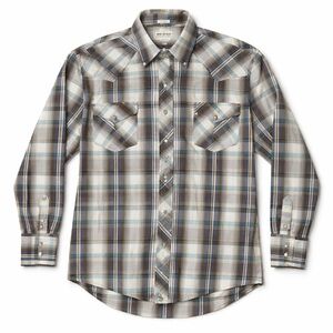 Roper Wear the West Pearl Snap Western Plaid Shirt Gray Teal Metallic Men’s M